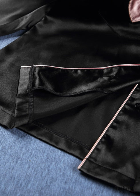 Boho Sleepwear, Pajamas Set, PJ Satin Black Heart